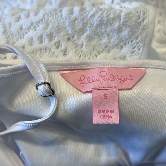 Lily Pulitzer Fontaine Mini Dress White With Built in Slip and 3/4 Sleeve Small - Picture 11 of 11